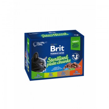 Brit Care Cat Pouch Sterilised Plate Chunks 1020 g (12x100 g)