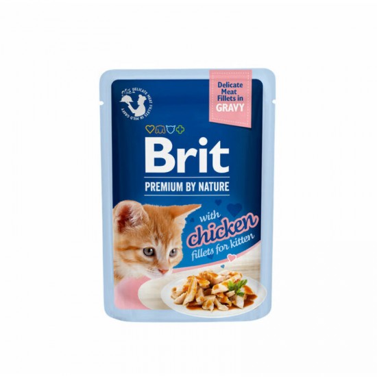 Brit Premium Cat Delicate Fillets in Gravy Chicken for Kitten 85 g konservi kaķiem