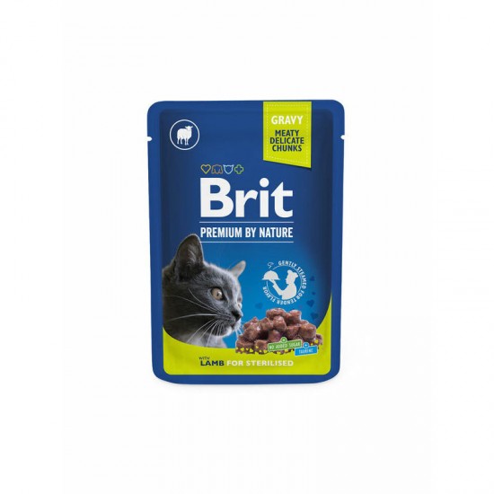 Brit Premium Cat Pouch Lamb for Sterilised 100 g konservi kaķiem