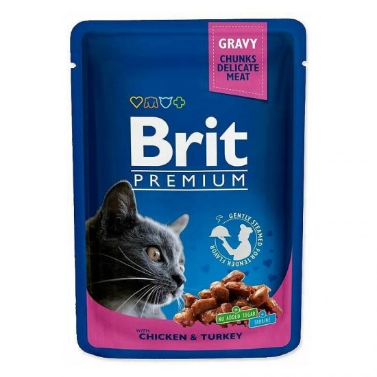 Brit Premium Chicken & Turkey 100 g konservi kaķiem