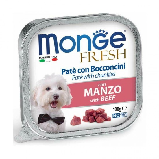 Monge Dog Fresh Pate and Chunkies with Beef 100 g