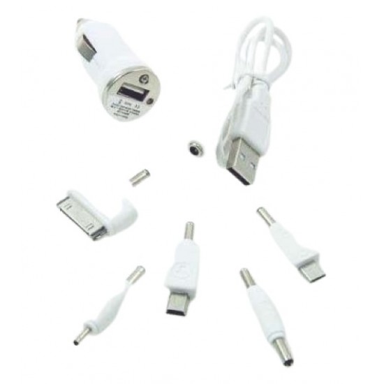 Auto telefona lādētājs ar 6 adapteriem dažādiem telefona modeļiem 12V 