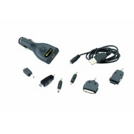 Auto telefona lādētājs ar 6 adapteriem dažādiem telefona modeļiem 12V "PHONE CHARGER"