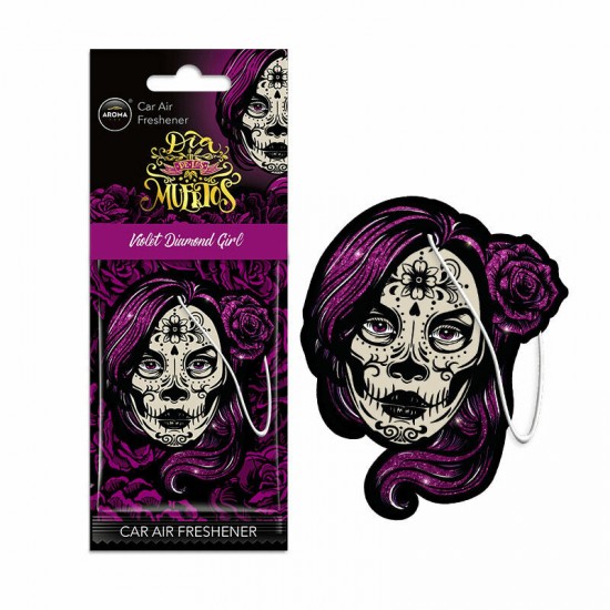 Aroma Car gaisa atsvaidzinātājs Dia de los Muertos Violet Diamond Girl