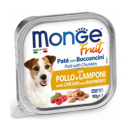 Monge Dog Fruit Pate and Chunkies with Chicken and Raspberry 100 g