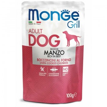 Monge Dog Grill Pouch Adult Chunkies Rich in Beef 100 g