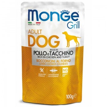 Monge Dog Grill Pouch Adult Chunkies Rich in Chicken and Turkey 100 g