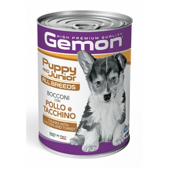 Gemon Dog All Breeds Puppy and Junior Chunks with Chicken and Turkey 415 g