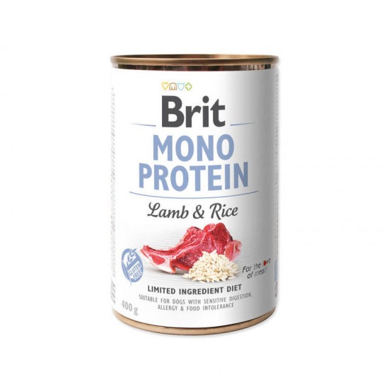 BRIT CARE wet Mono Protein Lamb & Rise 400 g - konservi suņiem