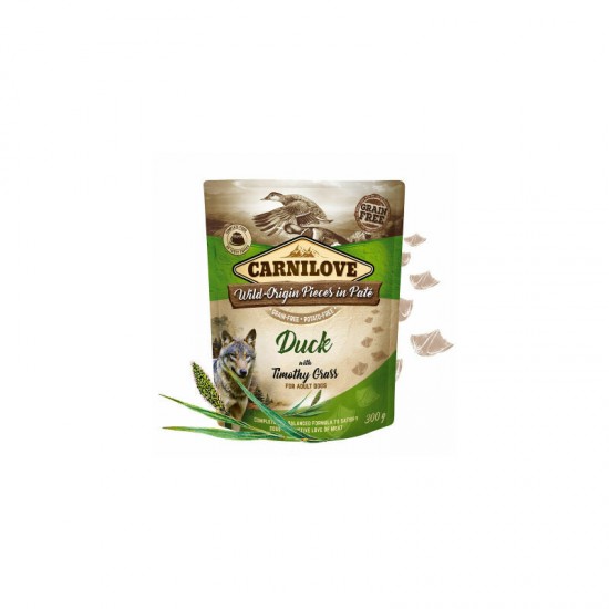 CARNILOVE Pate Duck with Timothy Grass 300 g konservi suņiem