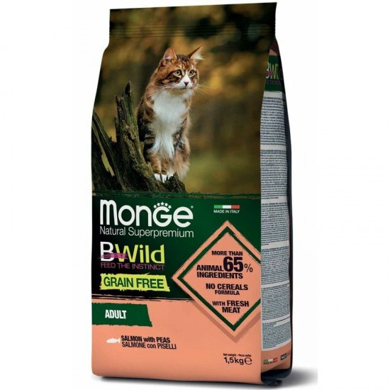 Monge Cat BWild Grain Free Adult Salmon with Peas 1,5 kg
