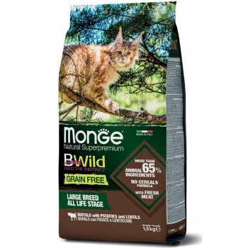 Monge Cat BWild Grain Free Large Breed All Life Stage Buffalo with Potatoes and Lentils 1,5 kg