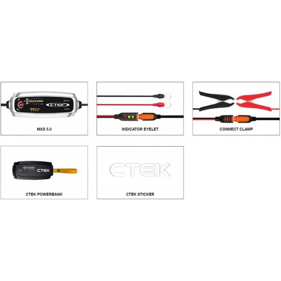 CTEK akumulatoru lādētājs MXS 5.0 Power Kit 12V 5A IP65, kapacit.līdz 110Ah