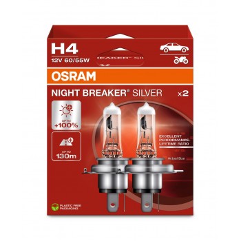 OSRAM NIGHT BREAKER SILVER +100% H4 60/55W 12V P43T 2 gb