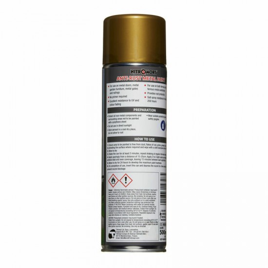 NitroMors antikorozijas krāsa metālam, Zelta, aerosolā 500ml