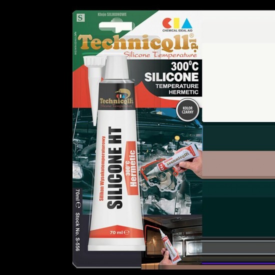 Technicqll silikona hermētiķis 300°C, 70ml, melns