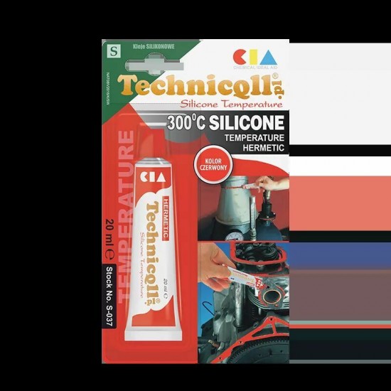 Technicqll silikona hermētiķis 300°C, 20ml, sarkans