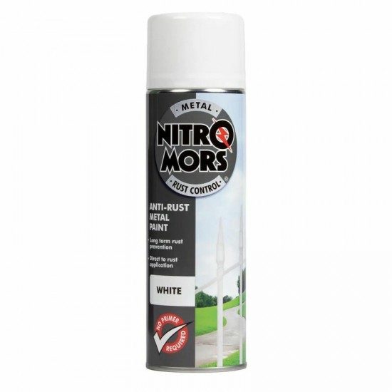 NitroMors antikorozijas krāsa metālam, balta, aerosolā 500ml
