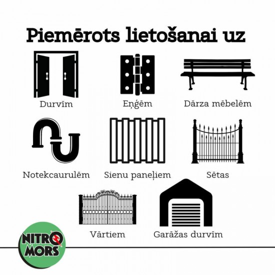 NitroMors antikorozijas krāsa metālam, balta, aerosolā 500ml