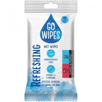 Mitrās salvetes rokām GO WIPES, 15 gab.
