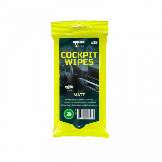 T-Way mitrās salvetes paneļu kopšanai, Matt, New Car, 25gab.