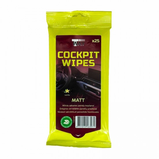 T-Way mitrās salvetes paneļu kopšanai, Matt, Vanilla, 25gab.