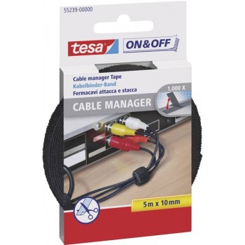TESA ON&OFF kabeļu organizators 5m : 10mm melns