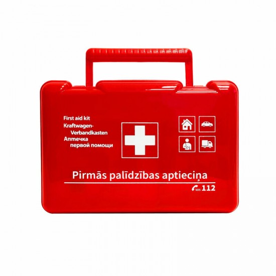 Pirmās palīdzības aptieciņa, LV standarts, plastmasas kastē