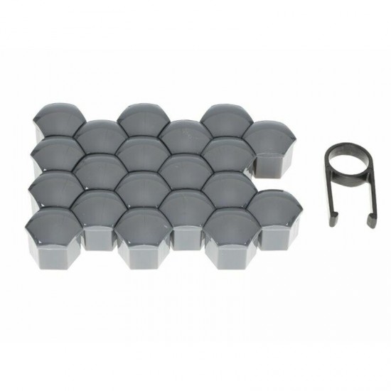 Auto riteņu uzgriežņu uzlikas, 19mm, grafītpelēkas, 20 gab.