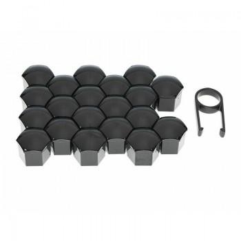 Auto riteņu uzgriežņu uzlikas 19mm, melnas, 20gab.