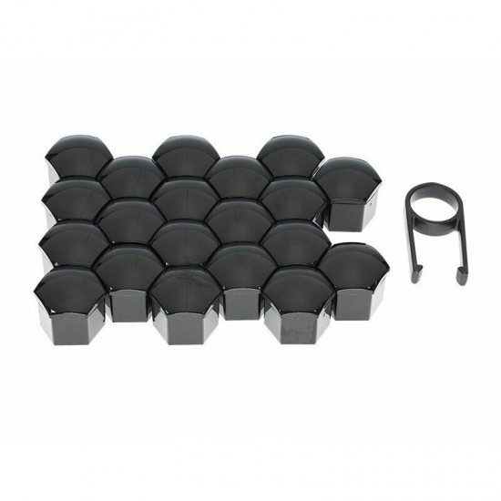 Auto riteņu uzgriežņu uzlikas 19mm, melnas, 20gab.