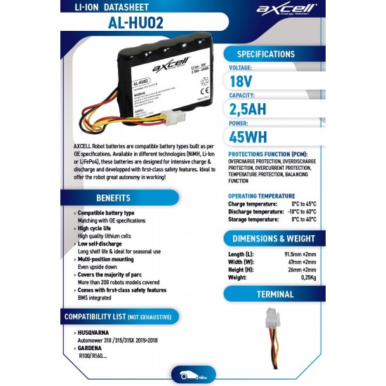 Industriālie akumulatori AL-HU02 AXCELL