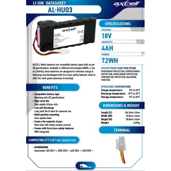 Industriālie akumulatori AL-HU03 AXCELL