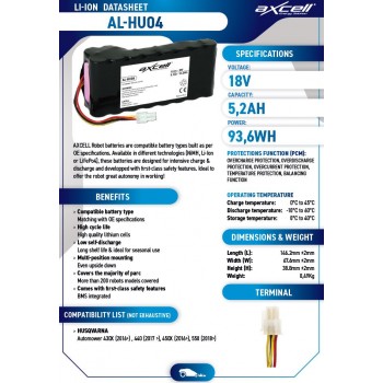 Industriālie akumulatori AL-HU04 AXCELL