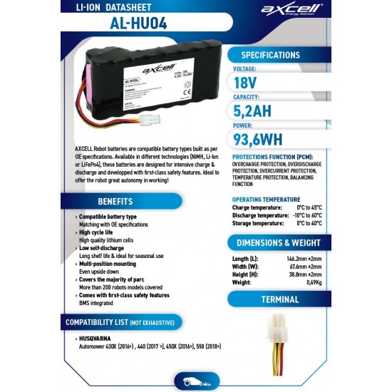 Industriālie akumulatori AL-HU04 AXCELL