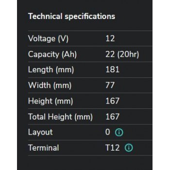 Industriālie akumulatori EV12-22 LANDPORT