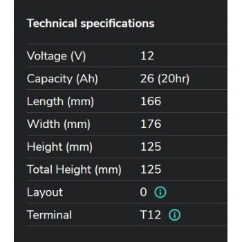 Industriālie akumulatori EV12-26 LANDPORT