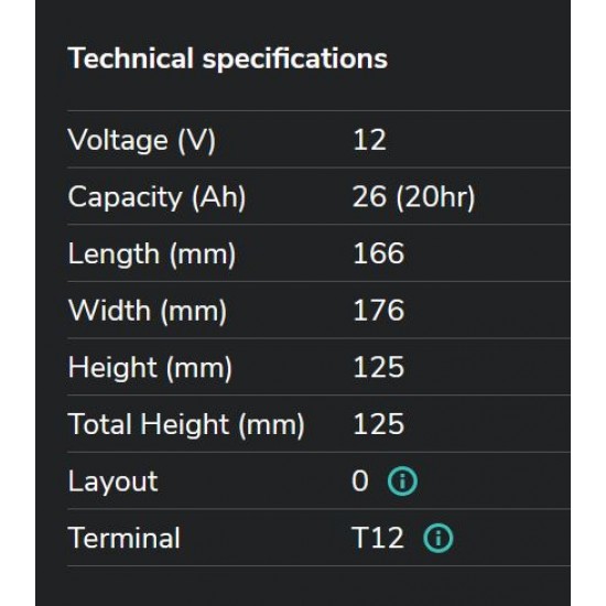 Industriālie akumulatori EV12-26 LANDPORT
