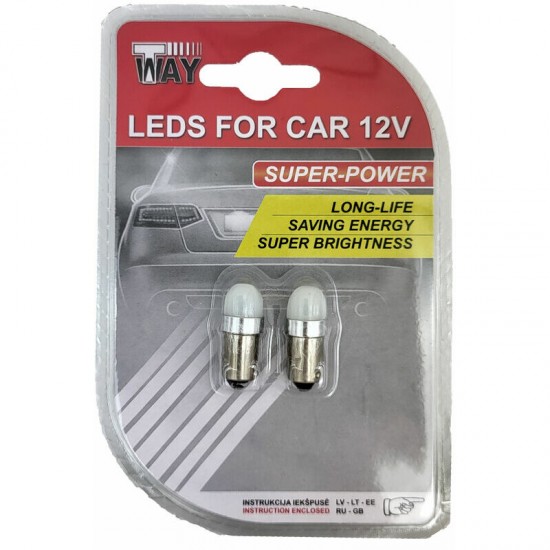 Autospuldze LED T4W BA9s 2SMD, baltas, 2gab