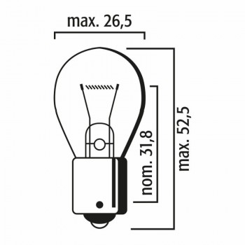 Autolampa 24V 21W BA15s, oranža