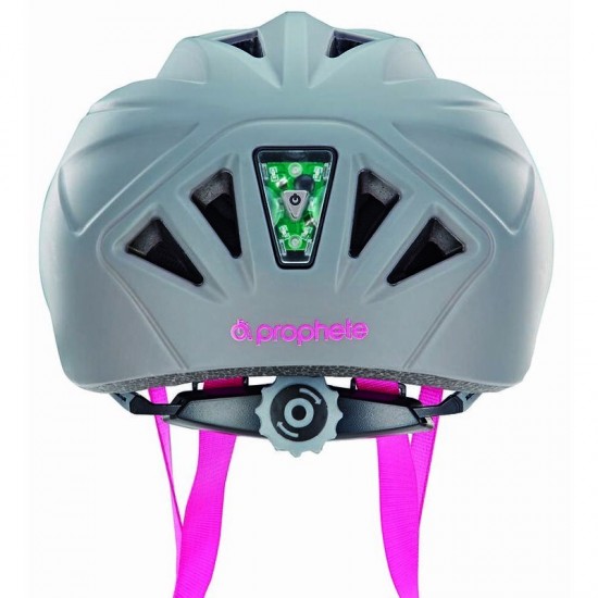 Velo ķivere bērnu, pelēka, zaļa ar LED, XS 48-52cm