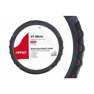 Stūres pārvalks 37-39cm, melns, ar viļņotiem un sarkaniem elementiem