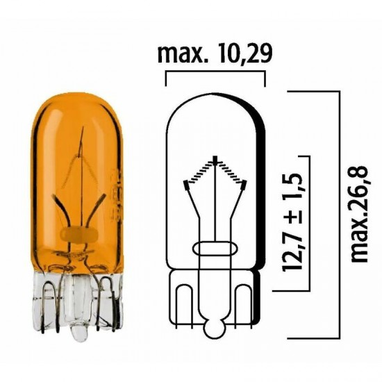 Autolampa T10 12V 5W WY5W, oranža