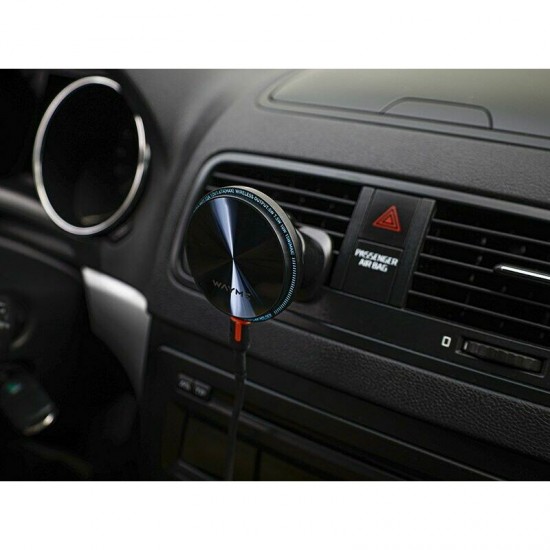 Telefona turētājs stiprināms pie ventilācijas atveres, magnētisks, ar bezvadu lādēšanu