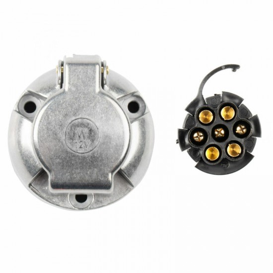 Automašīnas piekabes kontaktligzda ar 7 kontaktiem, alumīnija, 12V, blisterī