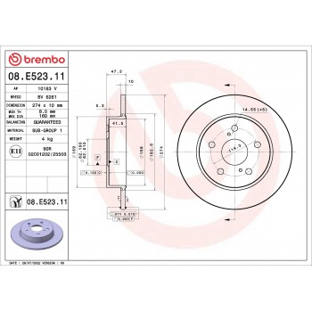 Bremžu diski 08.E523.11  BREMBO