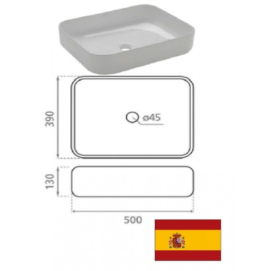 Keramiskā izlietne 50x39x13cm 4113, DINAN 50