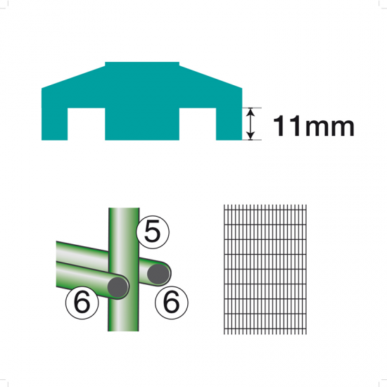 2D 8/6/8 paneļa stiprinājums 60*30/Ø8 RAL6005 zaļš 60*30/Ø8mm