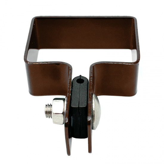 Paneļa stiprinājums nobeiguma stabam 40*60 mm RAL8017 brūns, ar nerūsējošā tērauda skrūvēm 40*60mm