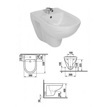 Bidē pods (piekaramais) Lyra Plus,balts, JIKA